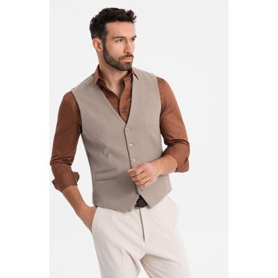 Ombre Men'S Suit Vest With Classic Detailing And Lining - Beige Hnedá S Ombre Men'S Suit Vest With Classic Detailing And Lining - Beige Hnedá S
