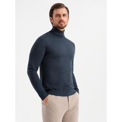 Ombre Men'S Knitted Turtleneck With Viscose - Navy Blue Modrá Xxl Ombre Men'S Knitted Turtleneck With Viscose - Navy Blue Modrá Xxl