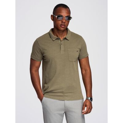 Ombre Men'S Polo T-Shirt With Decorative Buttons Šedá M Ombre Men'S Polo T-Shirt With Decorative Buttons Šedá M