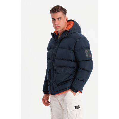 Ombre Warm Men'S Sports Jacket With Double Hood - Navy Blue Modrá Xxl Ombre Warm Men'S Sports Jacket With Double Hood - Navy Blue Modrá Xxl