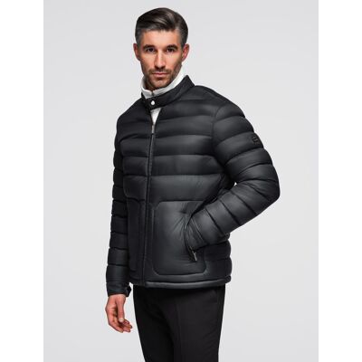 Ombre Men'S Quilted Classic Jacket With Stand-Up Collar - Black Čierna M Ombre Men'S Quilted Classic Jacket With Stand-Up Collar - Black Čierna M