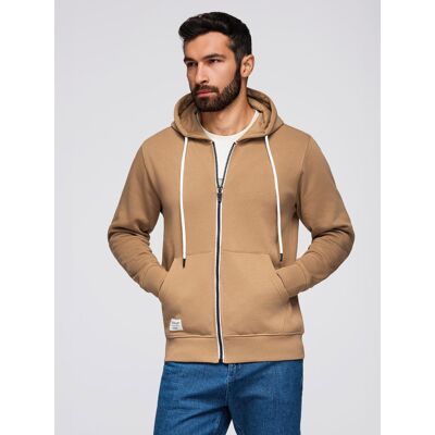 Ombre Basic Men'S Unbuttoned Hooded Sweatshirt - Brown Hnedá S Ombre Basic Men'S Unbuttoned Hooded Sweatshirt - Brown Hnedá S