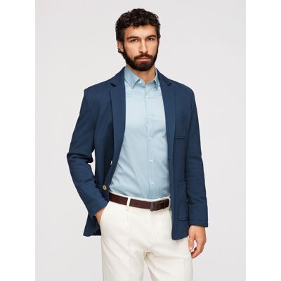 Ombre Men'S Slim Knit Jacket With Subtle Texture - Dark Blue Modrá L Ombre Men'S Slim Knit Jacket With Subtle Texture - Dark Blue Modrá L