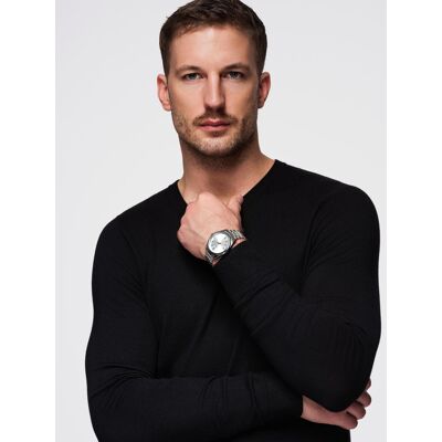 Ombre Classic Men'S Sweater With Round Neckline - Black Čierna M Ombre Classic Men'S Sweater With Round Neckline - Black Čierna M