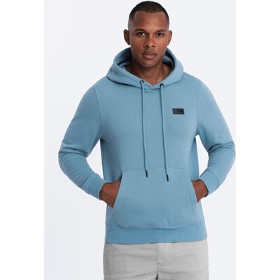 Ombre Men'S Kangaroo Sweatshirt With Hood And Metal Pin - Blue Modrá S Ombre Men'S Kangaroo Sweatshirt With Hood And Metal Pin - Blue Modrá S