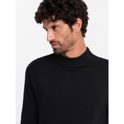 Ombre Men'S Knitted Half-Golf With Viscose - Black Čierna M Ombre Men'S Knitted Half-Golf With Viscose - Black Čierna M