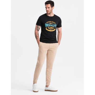 Ombre Men'S Basic Cotton Jogger Sweatpants - Beige Krémová S Ombre Men'S Basic Cotton Jogger Sweatpants - Beige Krémová S