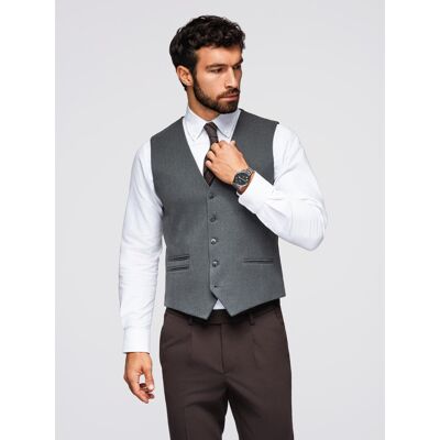 Ombre Men'S Suit Vest With Classic Detailing And Lining - Graphite Modrá Xxl Ombre Men'S Suit Vest With Classic Detailing And Lining - Graphite Modrá Xxl