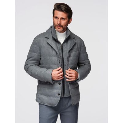 Ombre Men'S Jacket With A Jacket Cut With A Fleece Lining - Gray Šedá M Ombre Men'S Jacket With A Jacket Cut With A Fleece Lining - Gray Šedá M