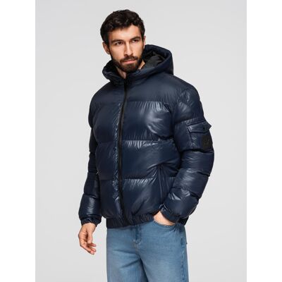 Ombre Warm Men'S Puffer Jacket With Welts - Navy Blue Modrá M Ombre Warm Men'S Puffer Jacket With Welts - Navy Blue Modrá M