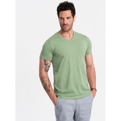 Ombre Basic Men'S Cotton Classic Tee With V-Neck - Green Svetlozelená 3xl Ombre Basic Men'S Cotton Classic Tee With V-Neck - Green Svetlozelená 3xl
