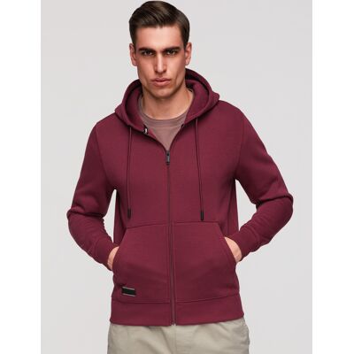 Ombre Men'S Unbuttoned Basic Sweatshirt - Maroon Tmavočervená L Ombre Men'S Unbuttoned Basic Sweatshirt - Maroon Tmavočervená L