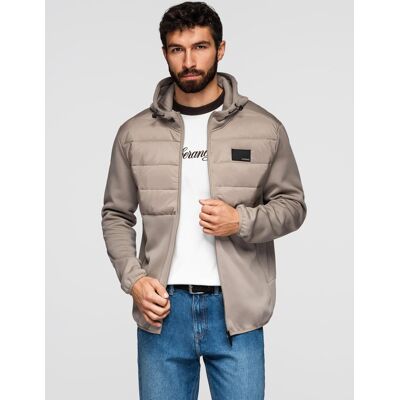 Ombre Men'S Lightweight Jacket Of Combined Materials With Hood And Decorative Quilting - Ash Hnedá Xl Ombre Men'S Lightweight Jacket Of Combined Materials With Hood And Decorative Quilting - Ash Hnedá Xl