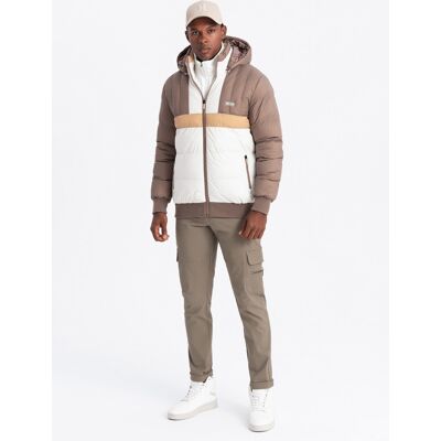 Ombre Colorful Retro Men'S Sports Jacket - Beige And White Hnedá Xxl Ombre Colorful Retro Men'S Sports Jacket - Beige And White Hnedá Xxl