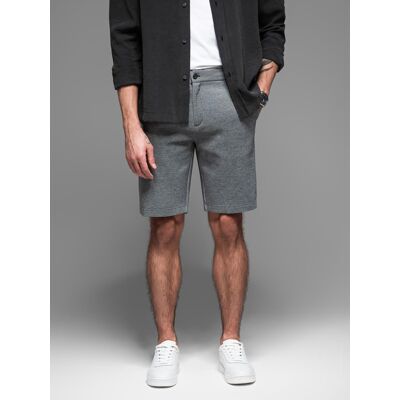 Ombre Men'S Slim Fit Short Shorts In Structured Melange Knit - Black Šedá Xl Ombre Men'S Slim Fit Short Shorts In Structured Melange Knit - Black Šedá Xl