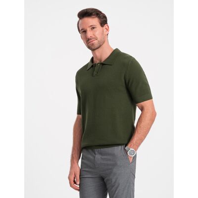 Ombre Men'S Cotton Structured Knit Polo Shirt - Olive Kaki M Ombre Men'S Cotton Structured Knit Polo Shirt - Olive Kaki M