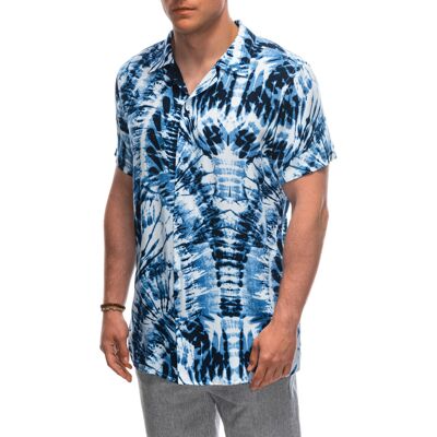 Ombre Men'S Viscose Patterned Short Sleeve Shirt Om-Shps-0113 Modrá S Ombre Men'S Viscose Patterned Short Sleeve Shirt Om-Shps-0113 Modrá S