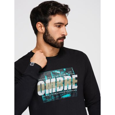 Ombre Men'S Printed Sweatshirt Worn Over The Head - Black Čierna M Ombre Men'S Printed Sweatshirt Worn Over The Head - Black Čierna M