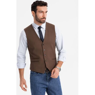Ombre Men'S Suit Vest With Classic Detailing And Lining - Brown Modrá S Ombre Men'S Suit Vest With Classic Detailing And Lining - Brown Modrá S
