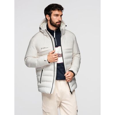 Ombre Men'S Winter Jacket With Detachable Hood - Cream Biela S Ombre Men'S Winter Jacket With Detachable Hood - Cream Biela S
