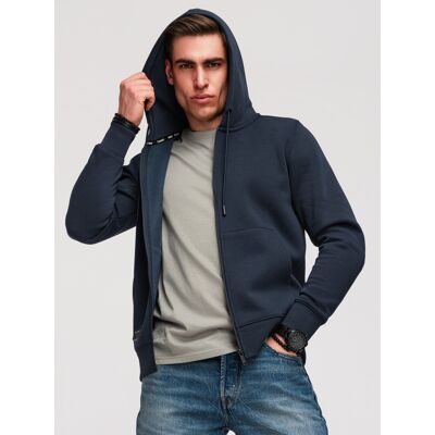 Ombre Men'S Unbuttoned Basic Sweatshirt - Navy Blue Čierna L Ombre Men'S Unbuttoned Basic Sweatshirt - Navy Blue Čierna L