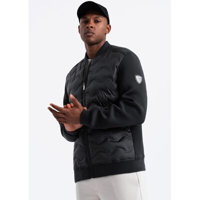 Ombre Men'S Quilted Bomber Jacket - Black Čierna Xxl Ombre Men'S Quilted Bomber Jacket - Black Čierna Xxl