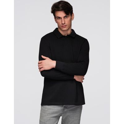 Ombre Men'S Structured Knit Polo Collar Sweatshirt - Black Čierna S Ombre Men'S Structured Knit Polo Collar Sweatshirt - Black Čierna S
