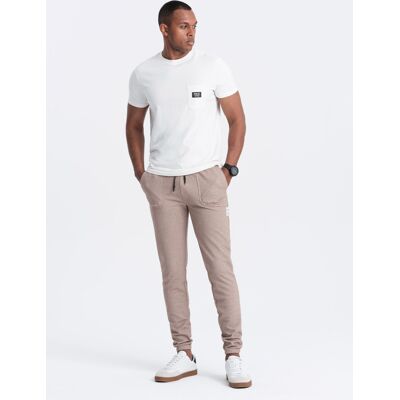 Ombre Men'S Structured Knit Sweatpants - Coffee Krémová L Ombre Men'S Structured Knit Sweatpants - Coffee Krémová L