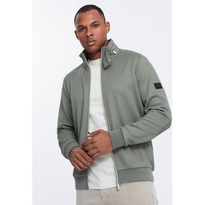 Ombre Men'S Jacket With High Collar And Fleece Interior - Khaki Šedá L Ombre Men'S Jacket With High Collar And Fleece Interior - Khaki Šedá L