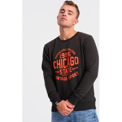 Ombre Men'S Collegiate Print Sweatshirt - Dark Brown Čierna M Ombre Men'S Collegiate Print Sweatshirt - Dark Brown Čierna M
