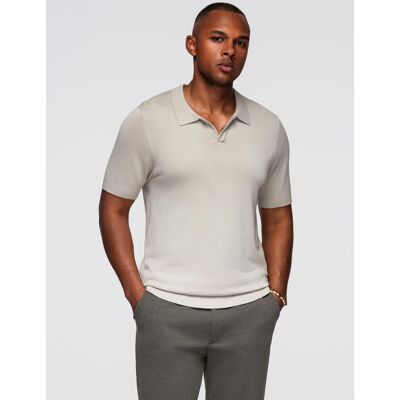 Ombre Men'S Buttonless Polo Shirt With Classic Weave - Light Grey Šedá Xl Ombre Men'S Buttonless Polo Shirt With Classic Weave - Light Grey Šedá Xl