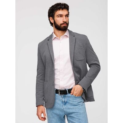 Ombre Elegant Fitted Men'S Structured Knit Blazer- Graphite Šedá Xl Ombre Elegant Fitted Men'S Structured Knit Blazer- Graphite Šedá Xl