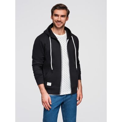 Ombre Men'S Basic Unbuttoned Hooded Sweatshirt - Black Čierna S Ombre Men'S Basic Unbuttoned Hooded Sweatshirt - Black Čierna S