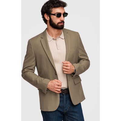 Ombre Men'S Elegant Slim Fit Jacket With Rayon - Olive Hnedá Xl Ombre Men'S Elegant Slim Fit Jacket With Rayon - Olive Hnedá Xl