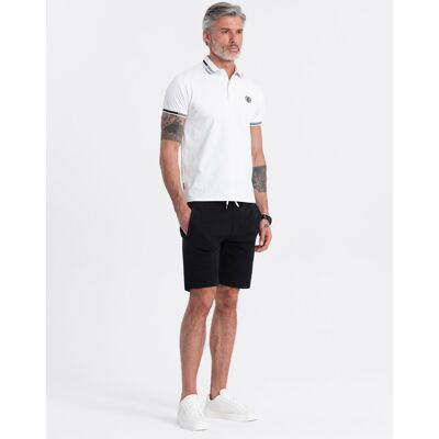 Ombre Men'S Knitted Shorts With Drawstring And Pockets - Black Čierna S Ombre Men'S Knitted Shorts With Drawstring And Pockets - Black Čierna S