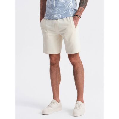Ombre Men'S Knitted Shorts With Drawstring And Pockets - Cream Šedá Xl Ombre Men'S Knitted Shorts With Drawstring And Pockets - Cream Šedá Xl