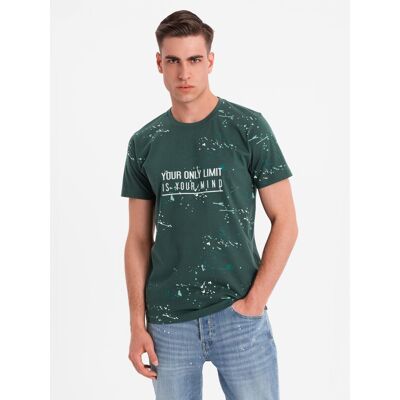 Ombre Men'S Printed T-Shirt With Round Neckline - Green Biela S Ombre Men'S Printed T-Shirt With Round Neckline - Green Biela S
