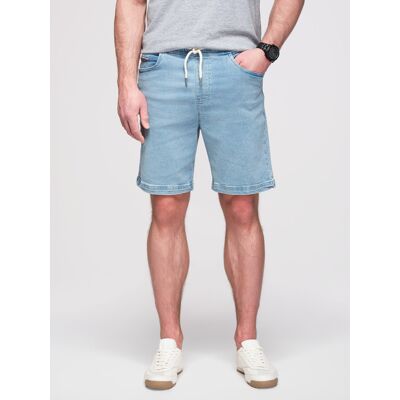 Ombre Men'S Shorts With Elastic Waistband And Wash Effect - Light Blue Svetlomodrá Xl Ombre Men'S Shorts With Elastic Waistband And Wash Effect - Light Blue Svetlomodrá Xl
