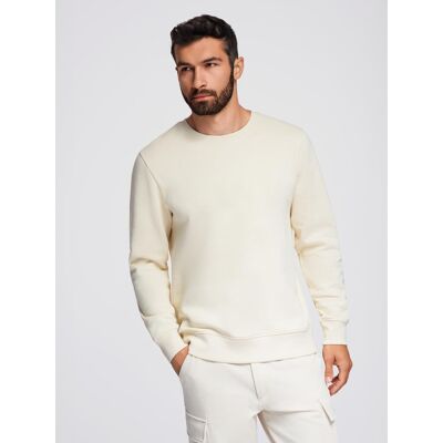 Ombre Basic Men'S Sweatshirt With Round Neckline - Cream Biela L Ombre Basic Men'S Sweatshirt With Round Neckline - Cream Biela L