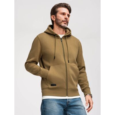 Ombre Men'S Unbuttoned Basic Sweatshirt - Olive Kaki L Ombre Men'S Unbuttoned Basic Sweatshirt - Olive Kaki L