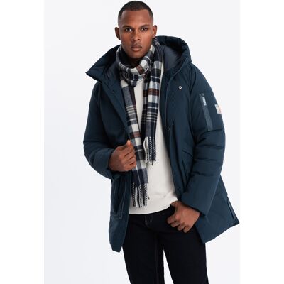 Ombre Men'S Long Seasonal Outdoor Style Jacket - Navy Blue Modrá M Ombre Men'S Long Seasonal Outdoor Style Jacket - Navy Blue Modrá M