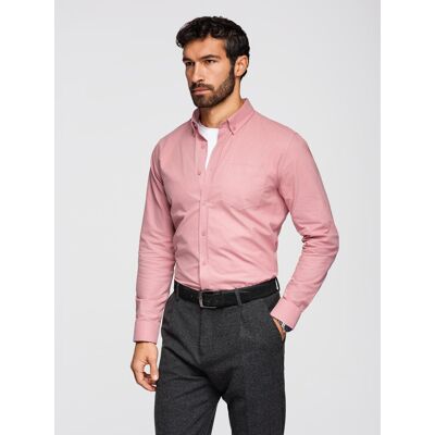 Ombre Men'S Regular Fit Cotton Shirt With Pocket - Pink Ružová L Ombre Men'S Regular Fit Cotton Shirt With Pocket - Pink Ružová L