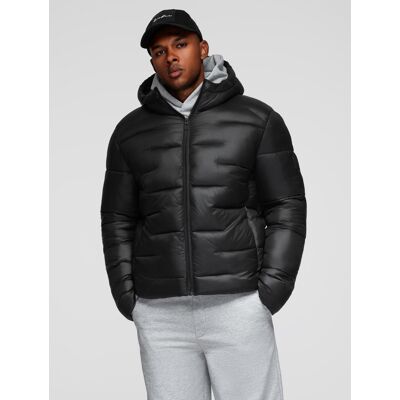 Ombre Men'S Quilted Puffer Jacket With Hood - Black Čierna Xl Ombre Men'S Quilted Puffer Jacket With Hood - Black Čierna Xl