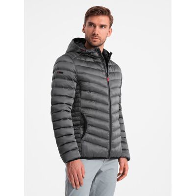 Ombre Lightly Insulated Quilted Men'S Jacket With Satin Trim - Graphite Šedá M Ombre Lightly Insulated Quilted Men'S Jacket With Satin Trim - Graphite Šedá M