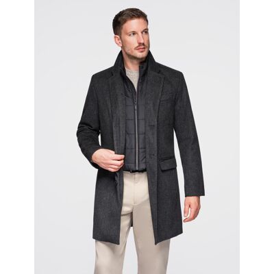Ombre Unbuttoned Men'S Wool Blend Coat - Graphite Čierna S Ombre Unbuttoned Men'S Wool Blend Coat - Graphite Čierna S