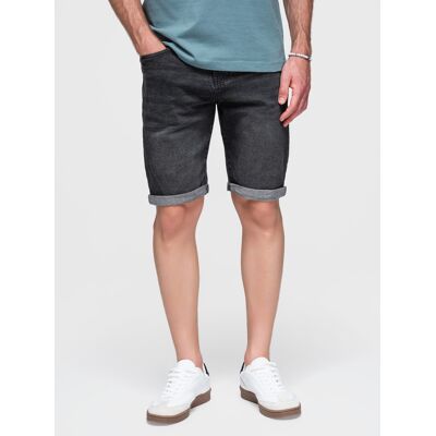 Ombre Men'S Denim Shorts With Rolled Up Leg - Black Čierna S Ombre Men'S Denim Shorts With Rolled Up Leg - Black Čierna S