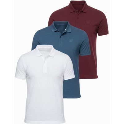 Sada Pánskych Polo Tričiek Ombre - Biela/vínová/tmavomodrá Modrá L Sada Pánskych Polo Tričiek Ombre - Biela/vínová/tmavomodrá Modrá L