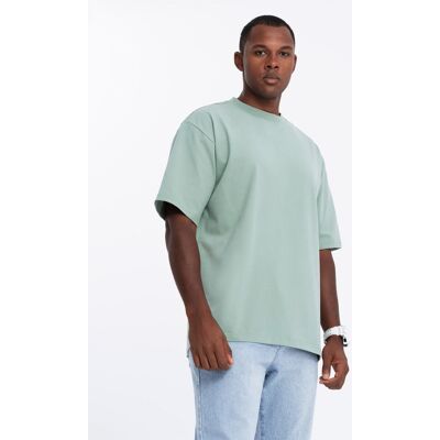 Ombre Men'S Loose Fit Cotton T-Shirt With Round Neckline - Mint Kaki Xl Ombre Men'S Loose Fit Cotton T-Shirt With Round Neckline - Mint Kaki Xl