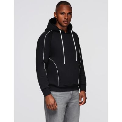 Ombre Men'S Sweatshirt With Contrast Stitching And Hood - Black Čierna Xxl Ombre Men'S Sweatshirt With Contrast Stitching And Hood - Black Čierna Xxl