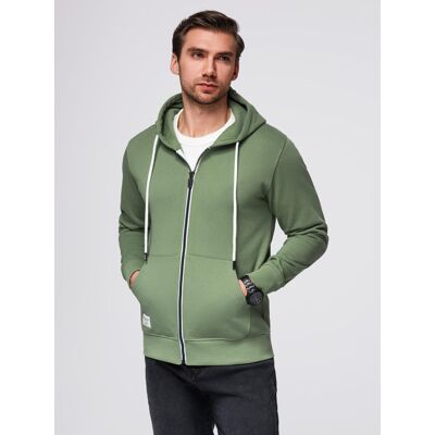 Ombre Basic Men'S Unbuttoned Hooded Sweatshirt - Green Svetlozelená Xxl Ombre Basic Men'S Unbuttoned Hooded Sweatshirt - Green Svetlozelená Xxl